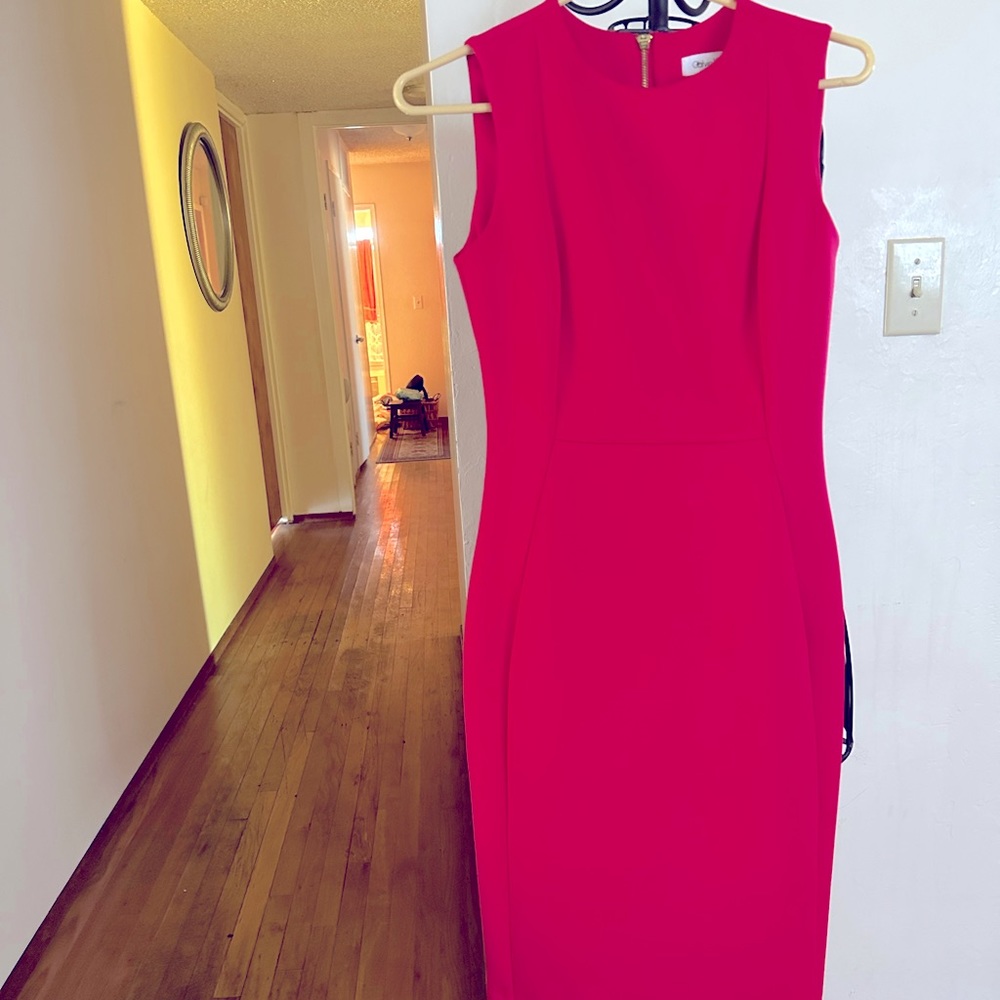 Hot Pink Calvin Klein scuba dress
